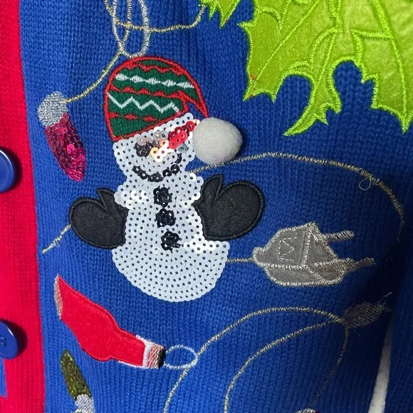 Jolly sweaters ugly Christmas sweater with sequence bow tie Good condition small - Picture 6 of 6